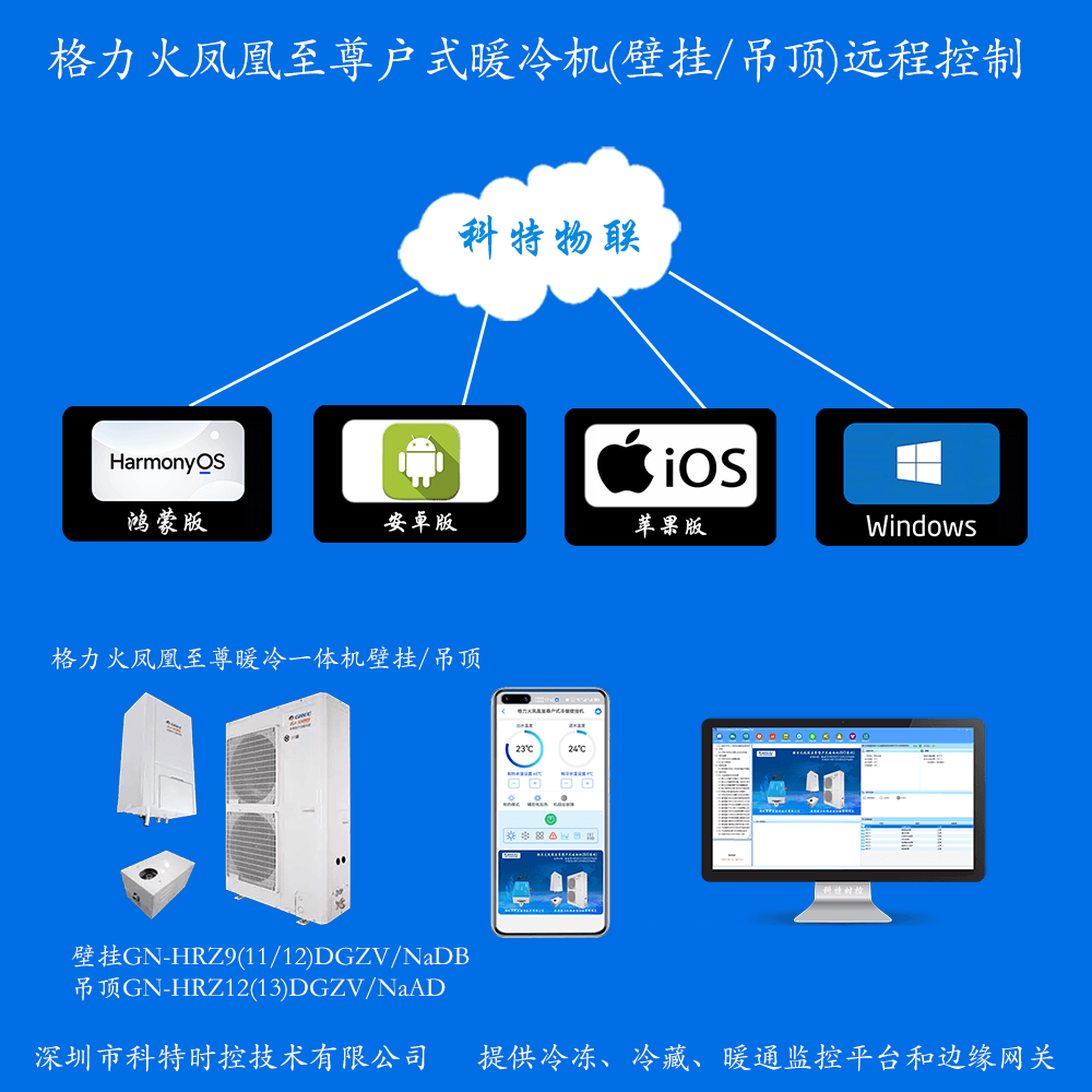 格力火凤凰至尊型户式暖冷一体机（壁挂/吊顶）手机APP+电脑集中远程控制