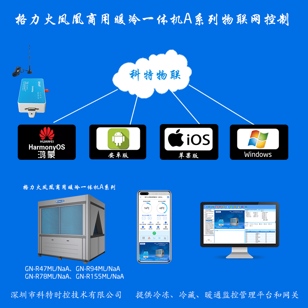 格力火凤凰商用暖冷一体机A系列手机APP+电脑集中远程控制
