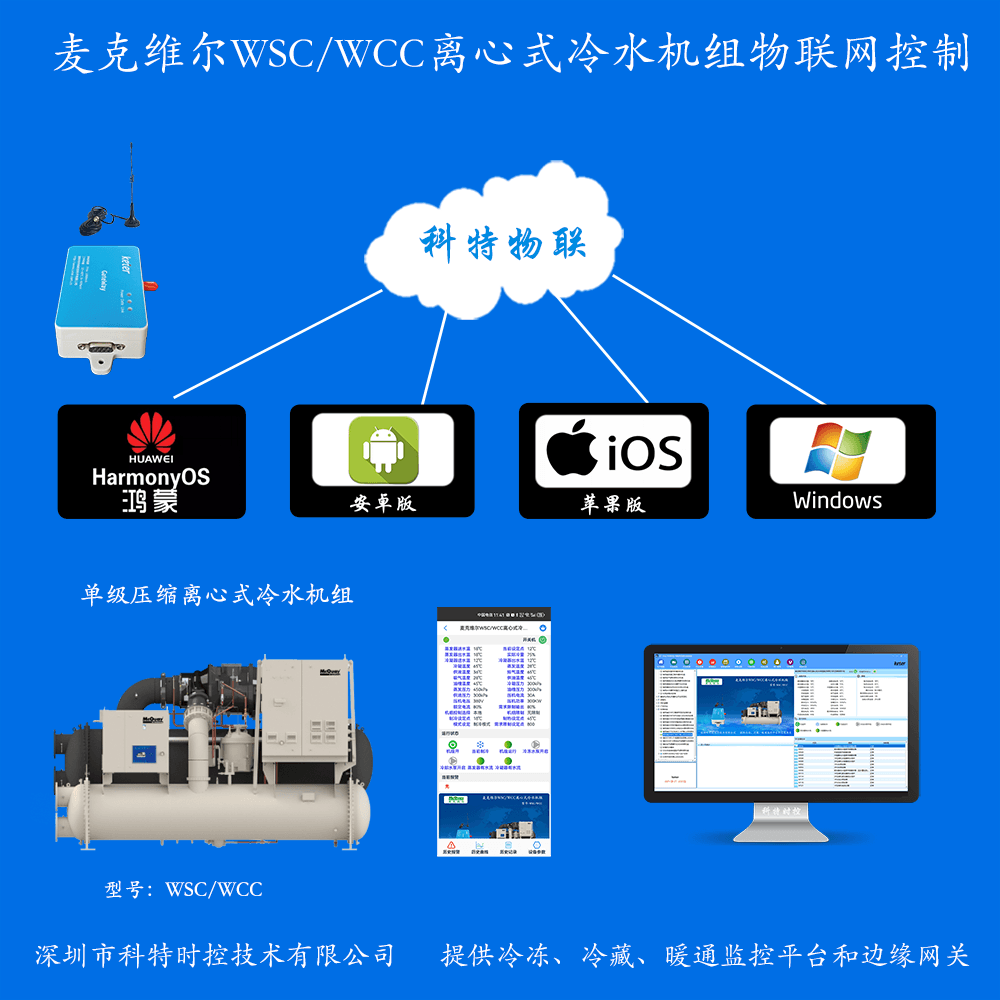 麦克维尔WSC/WCC离心式冷水机组手机远程控制APP+电脑集中远程控制