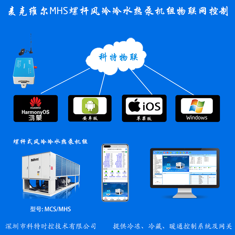 麦克维尔MHS螺杆风冷冷水热泵机组手机远程控制APP+电脑集中远程控制