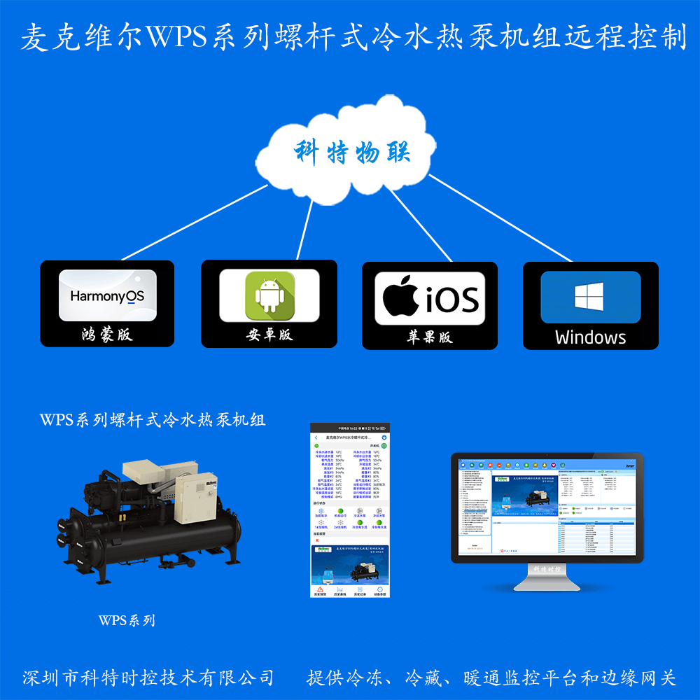 麦克维尔WPS水冷螺杆式冷水热泵机组手机远程控制APP+电脑集中远程控制