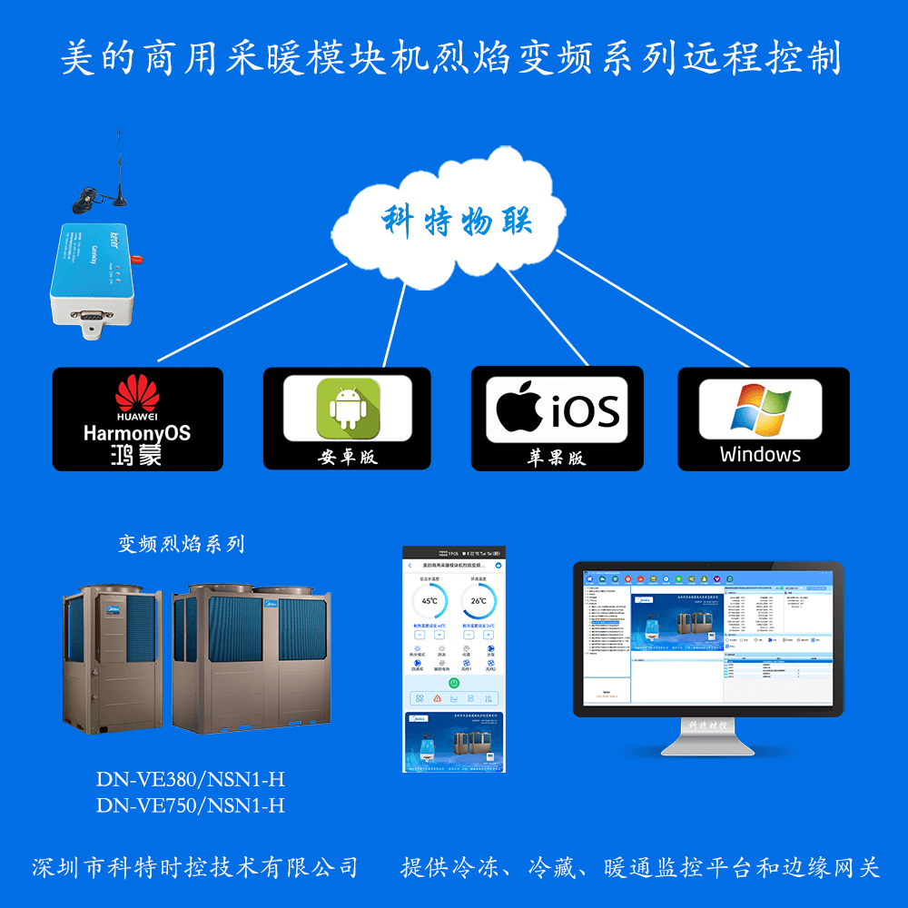 美的烈焰变频采暖模块机手机APP+电脑集中远程控制