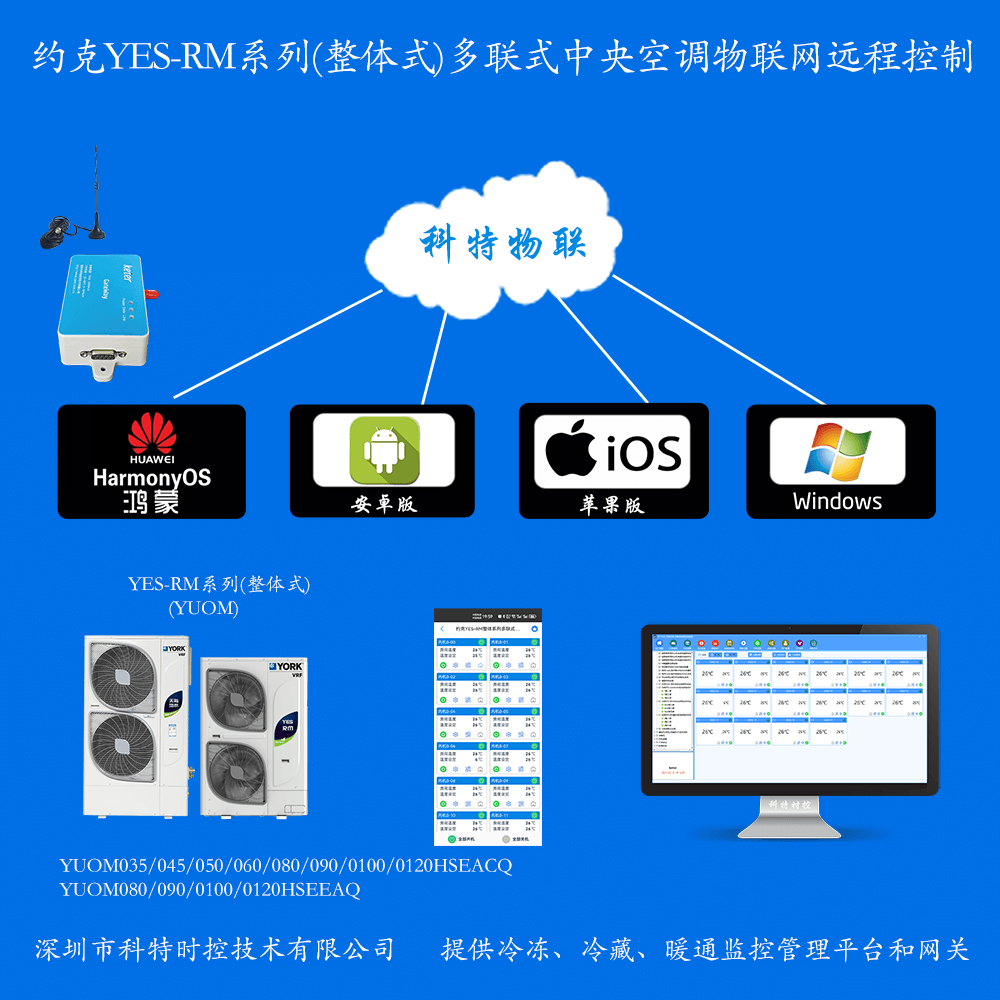 约克YES-RM系列(整体式)多联式中央空调手机APP+电脑集中远程控制