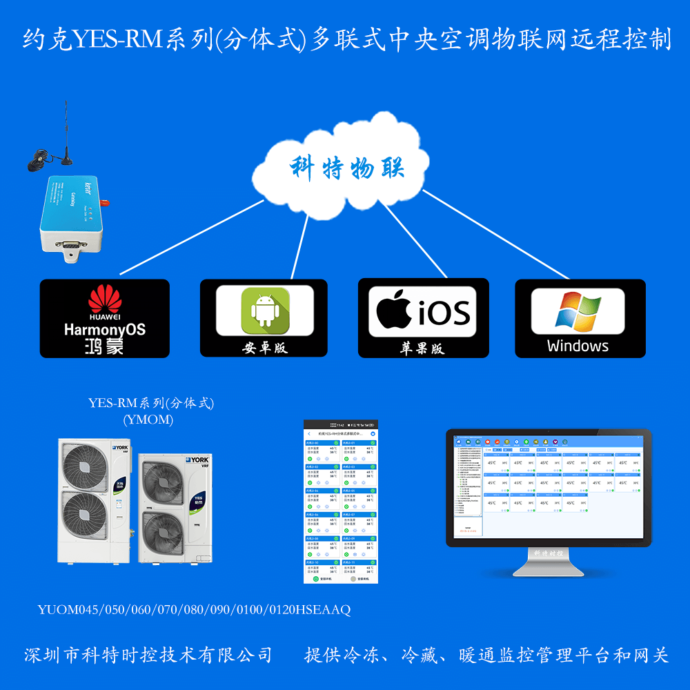 约克YES-RM系列(分体式)多联式中央空调手机APP+电脑集中远程控制